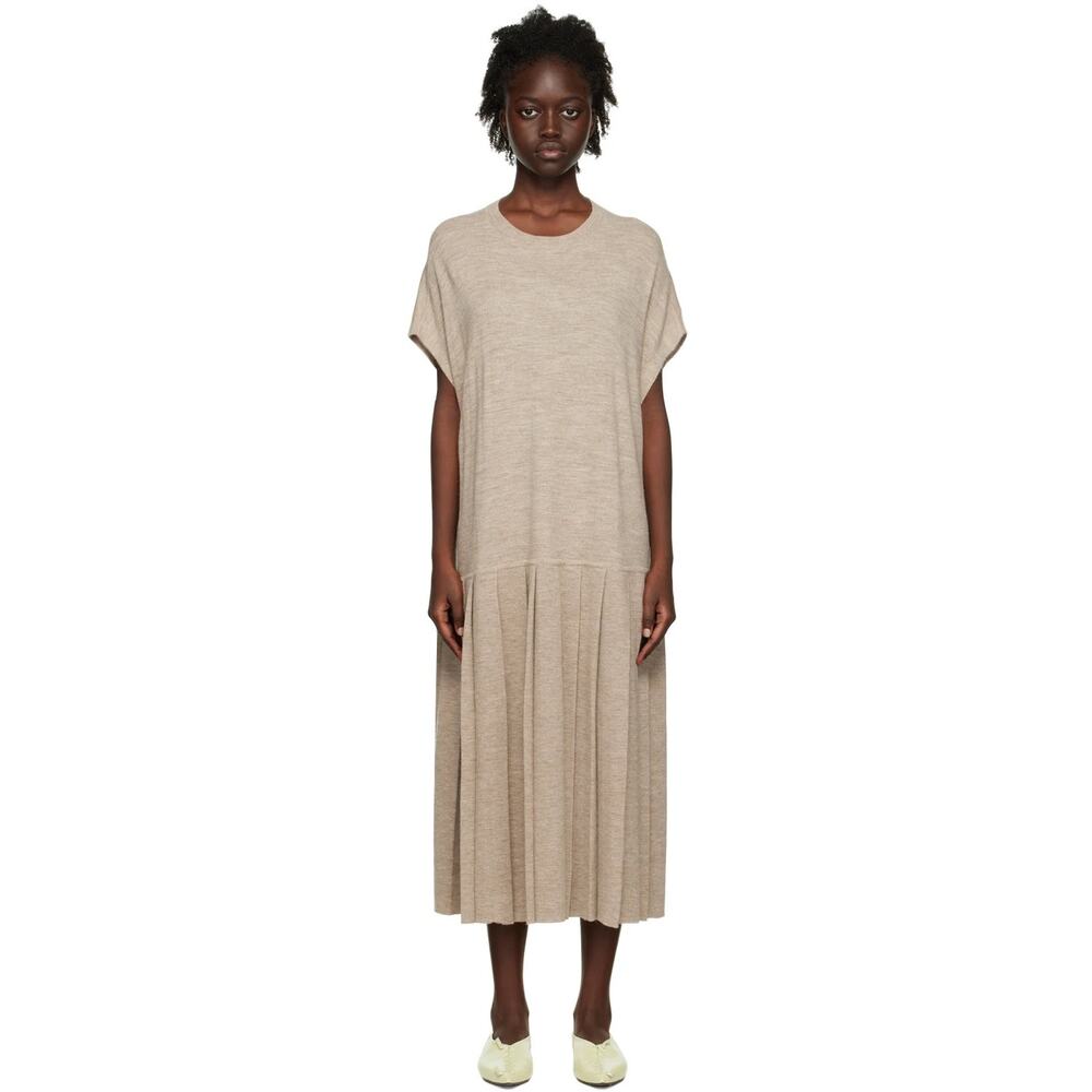 Lauren Manoogian Pleat Shift Dress Aspen Sz 2 Medium NWT Alpaca Wool $625 Taupe